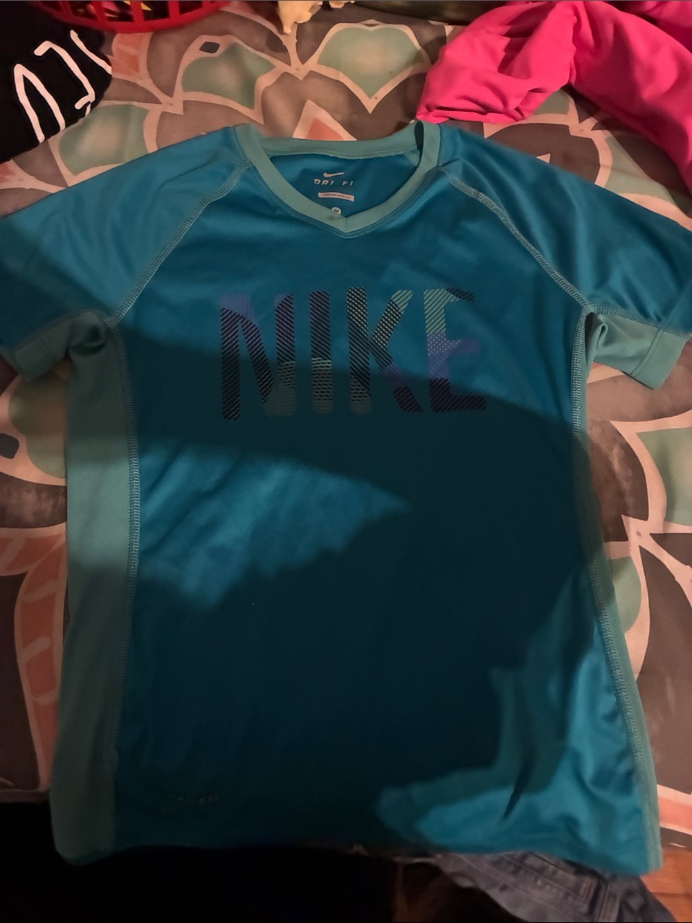 Nike Teal and Light Teal Dri-FIT Athletic Tee